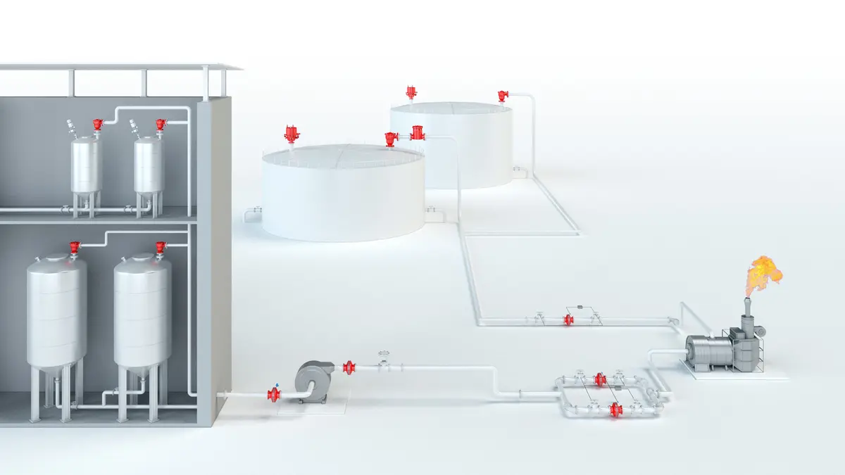 Chemical and pharmaceutical processing facilities equipped with various PROTEGO® devices.